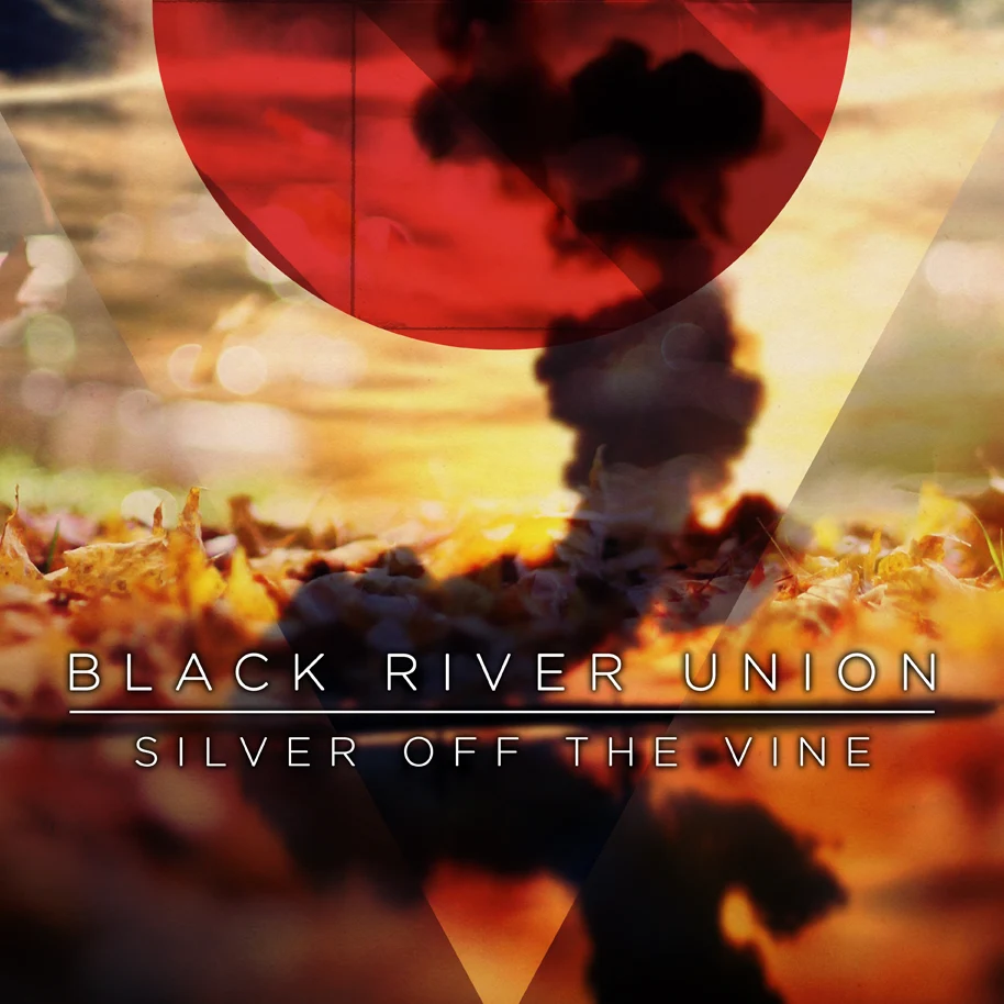 Silver off the Vine by Black River Union - From cover art detail, featuring an abstract collage illustration with geometric shapes and a space shuttle launch booster trail.