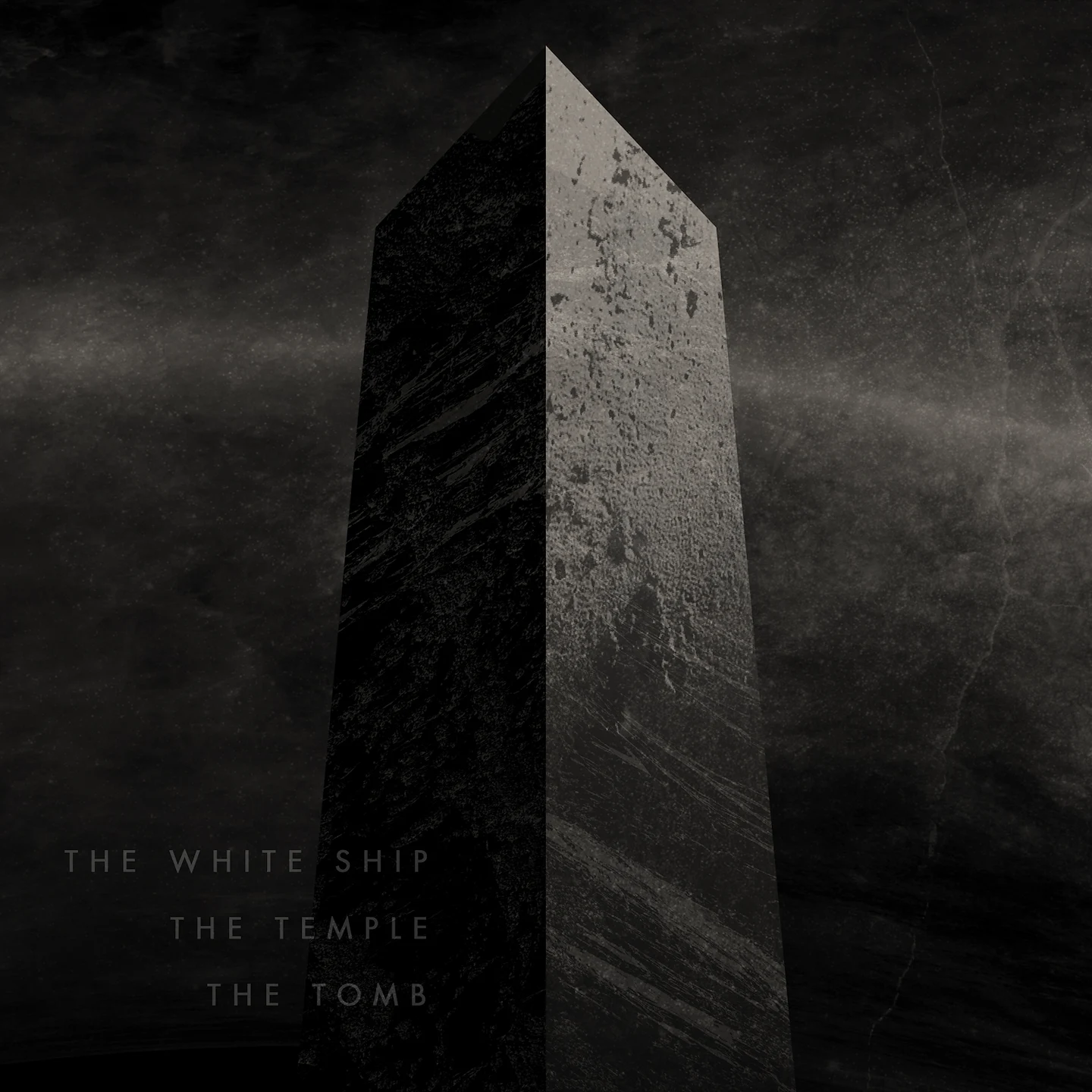 Voidspeaker by City of Iron - Reverse art, featuring a menacing, black obelisk in deep space.