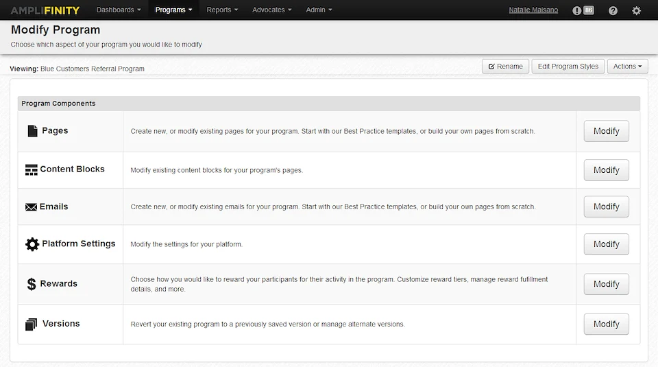 Amplifinity - Original Settings Panel