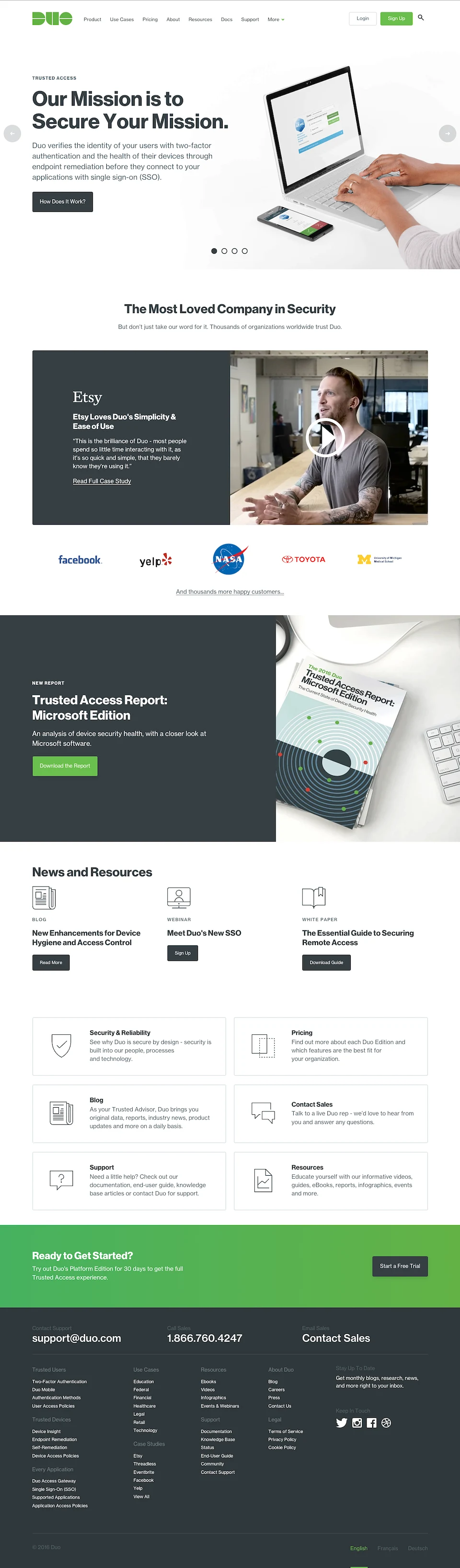 Duo Security Website - Homepage