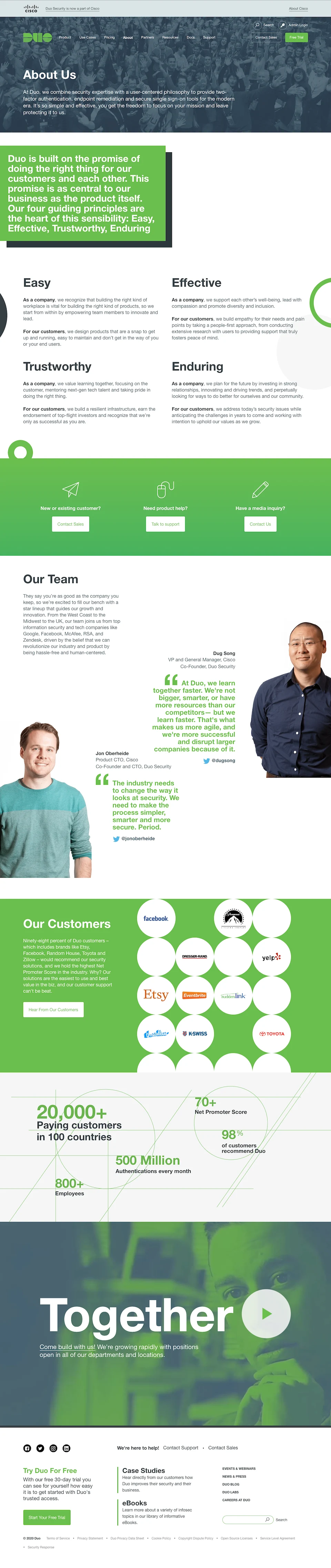 Duo Security Website - About Us Page