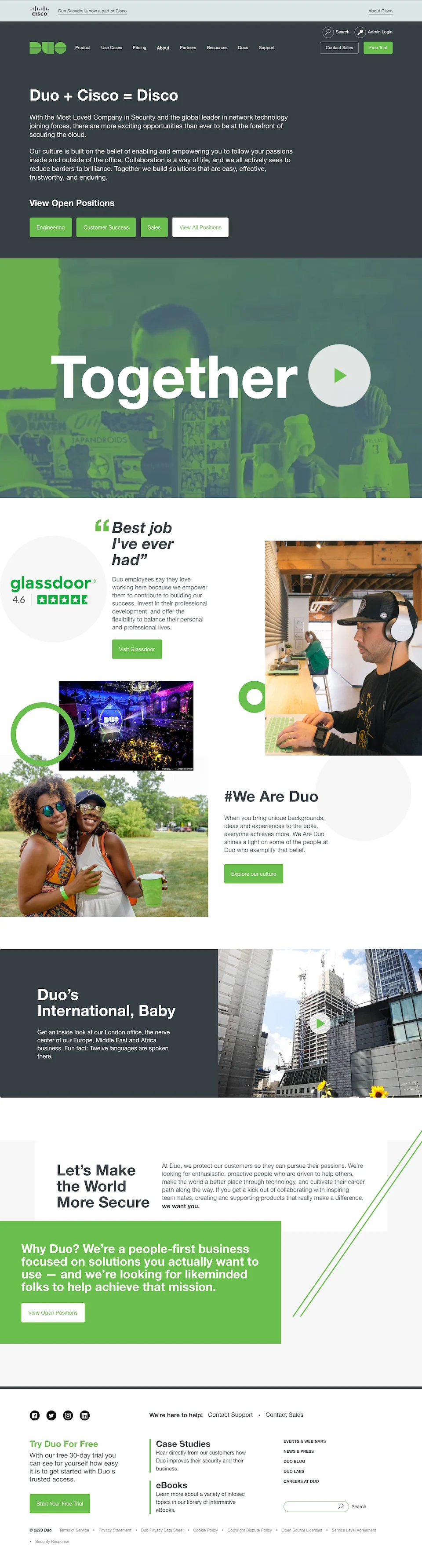 Duo Security Website - Careers Page