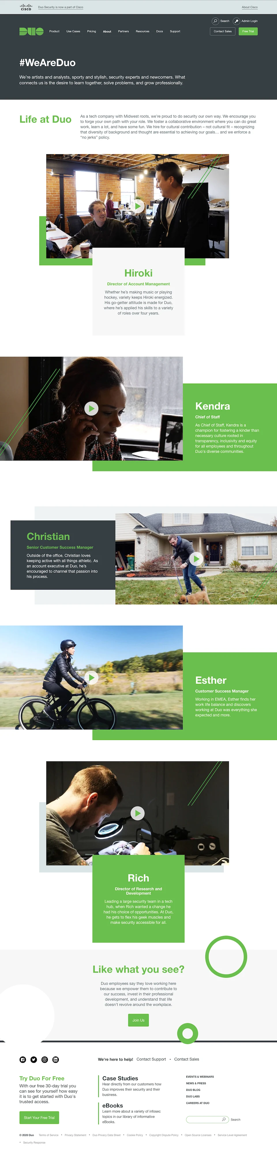 Duo Security Website - Culture Page