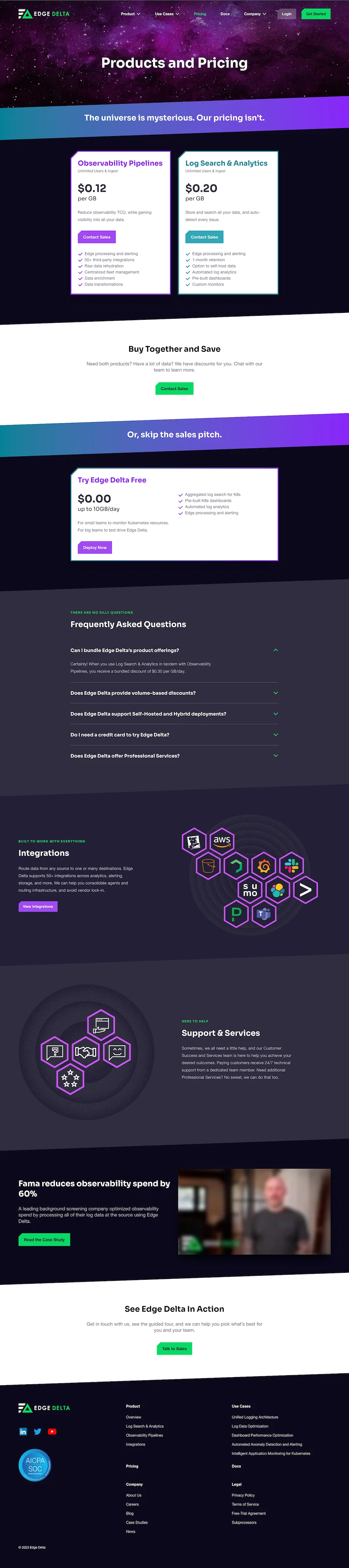 Edge Delta Website - Pricing Page