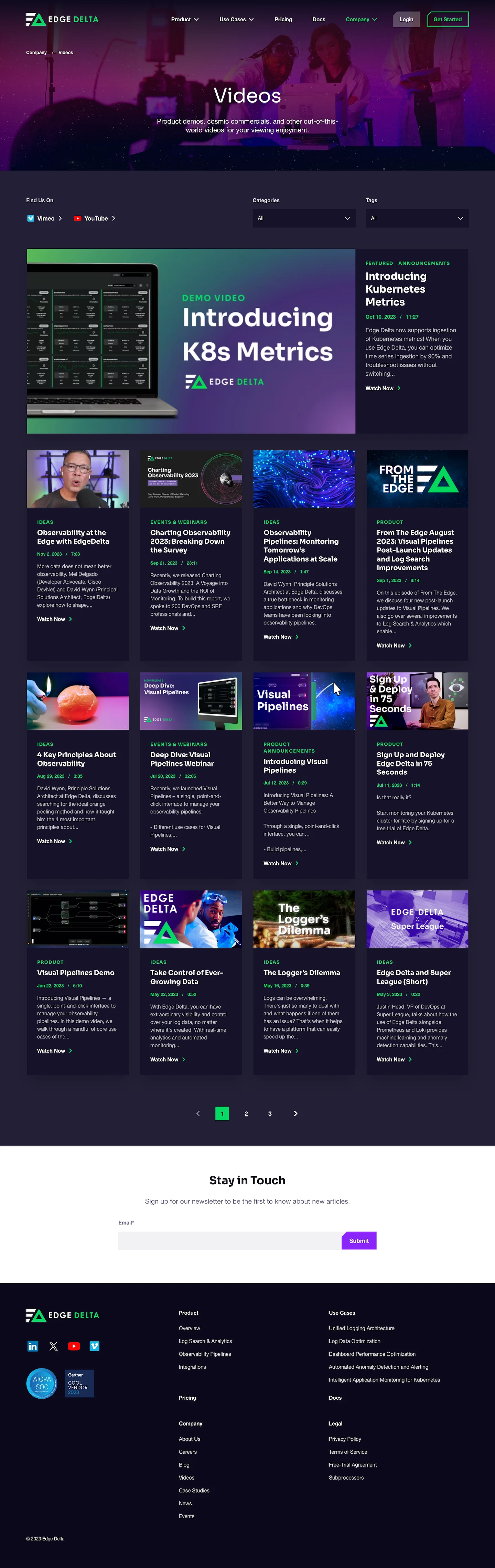 Edge Delta Website - Video Index